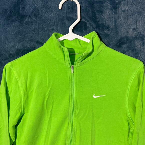 Vintage NIKE Neon Green 1/4 Zip Fleece Athletic Silver Tag Sweater Womans Size S - Picture 3 of 8